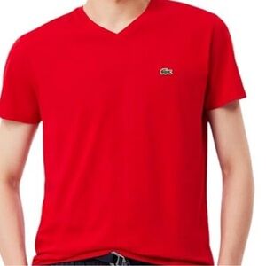 Izod Lacoste Pink V Neck Short Sleeve Tee